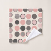 Cercles rose et gris Moderne du milieu du siècle (Gant de toilette)
