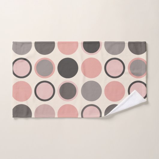 Cercles rose et gris Moderne du milieu du siècle (Serviette à main)