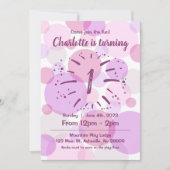 Cercles roses Invitation fille d'anniversaire (Devant)