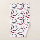 Cercles rouges gris blanc (Serviette à main)