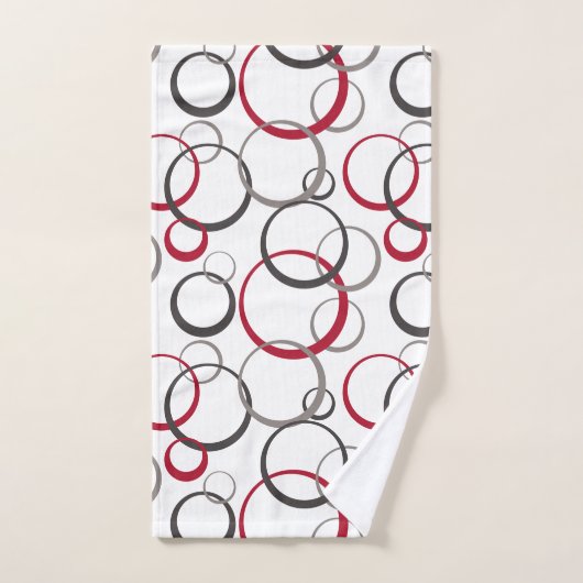 Cercles rouges gris blanc (Serviette à main)