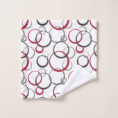 Cercles rouges gris blanc (Gant de toilette)
