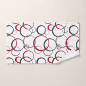 Cercles rouges gris blanc (Serviette à main)