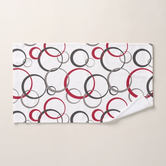 Cercles rouges gris blanc (Serviette à main)