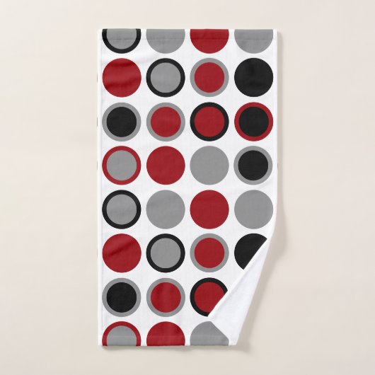 Cercles rouges, noirs et gris (Serviette à main)