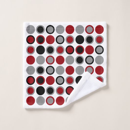 Cercles rouges, noirs et gris (Gant de toilette)
