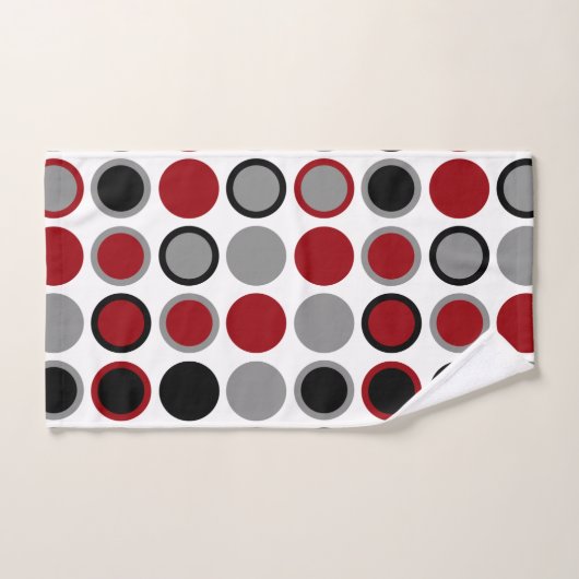 Cercles rouges, noirs et gris (Serviette à main)