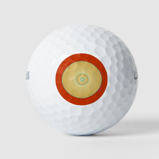 Cercles rouges/orange/verts. Balles de golf (Devant)