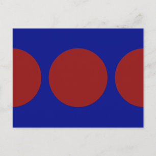 Cercles rouges sur carte postale bleue