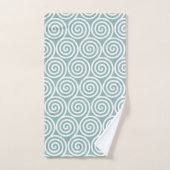 Cercles spirals abstraits en bleu argenté et blanc (Serviette à main)