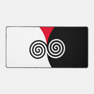 Cercles spiraux Abstraits en rouge et blanc noir