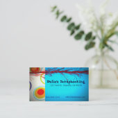 Cercles sur les cartes de visite bleus (Debout devant)