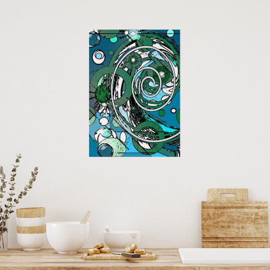 Cercles Tween - Poster Abstrait bleu / vert (Cuisine)