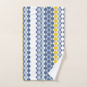 Cercles, vagues, lignes, moutarde jaune, blanc, bl (Serviette à main)