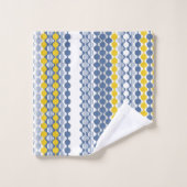 Cercles, vagues, lignes, moutarde jaune, blanc, bl (Gant de toilette)