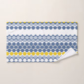Cercles, vagues, lignes, moutarde jaune, blanc, bl (Serviette à main)
