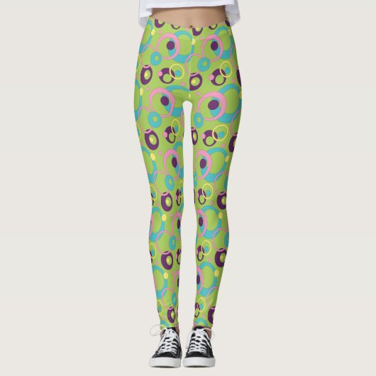 Cercles verts funky Leggings (Devant)