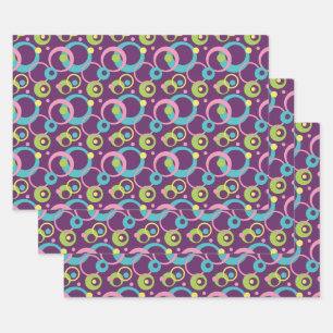 Cercles violets Funky Envelopper le jeu de papier