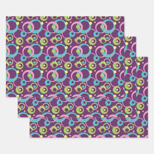 Cercles violets Funky Envelopper le jeu de papier (Lot)