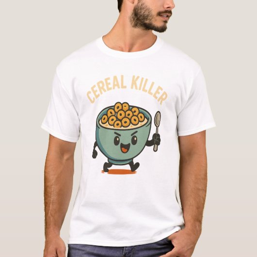 Cereal Killer- Funny Breakfast Bowl Cartoon Food T-shirt (Voorkant)