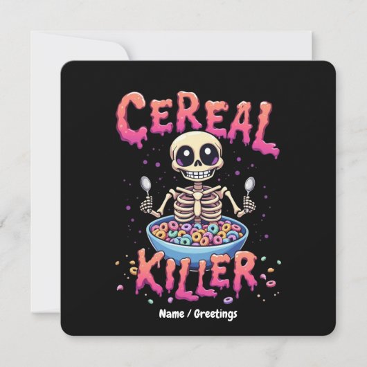 Cereal Killer Ontbijt Grappig Cereal Bowl Skelet Kaart (Voorkant)