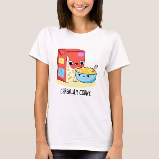 Cerealsly Corny Grappige Melk Graanwoordspeling T-shirt (Voorkant)