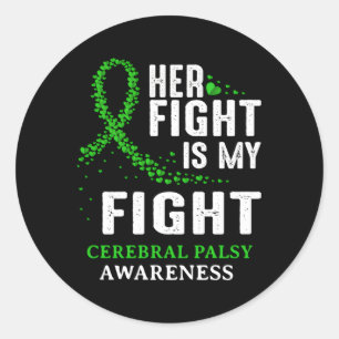 Cerebral Palsy Cp Awareness Brain Damage Green Rib Ronde Sticker