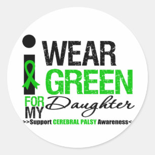 Cerebral Palsy ik Draag groen lint voor mijn docht Ronde Sticker