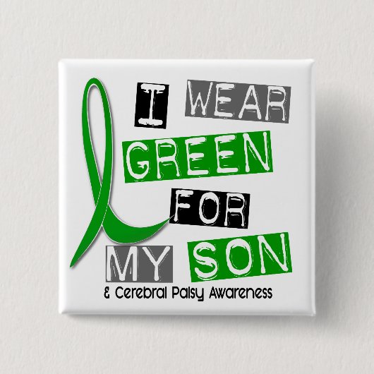 Cerebral Palsy ik Draag groen voor mijn zoon 37 Vierkante Button 5,1 Cm (Voorkant)