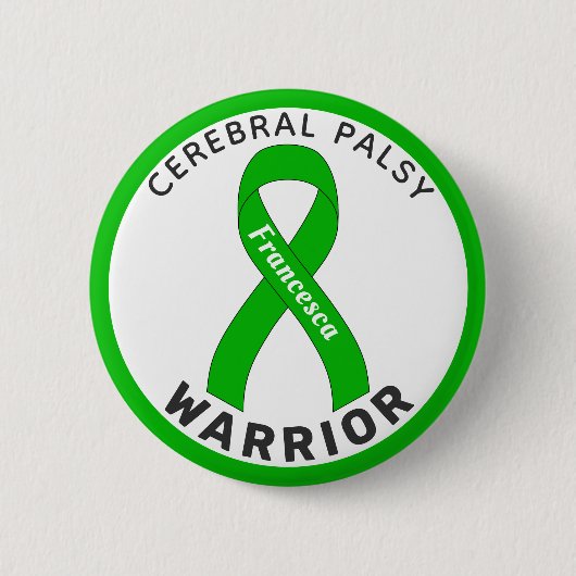 Cerebral Palsy Warrior Ribbon White Button (Voorkant)