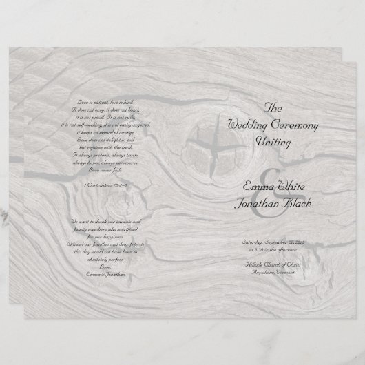 Cérémonie catholique Programme de mariage plié en  (Devant / Derrière)