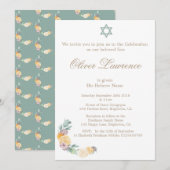 Cérémonie de baptême Hébreu Invitation de garçon (Devant / Derrière)