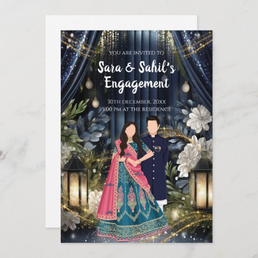 Cérémonie de la bague invitation invitation Fiança (Devant / Derrière)