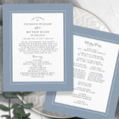 Cérémonie de Mariage bleu Dusty Élégant programme 