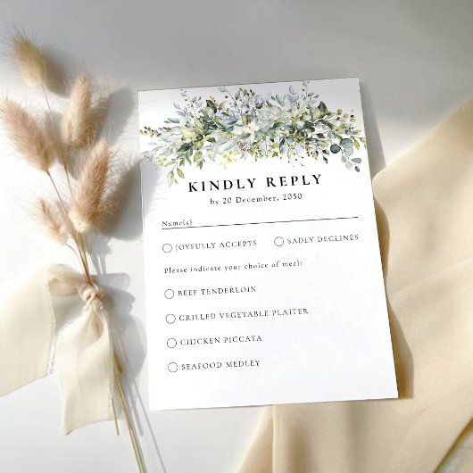 Cérémonie de Mariage de fleurs vertes Carte RSVP