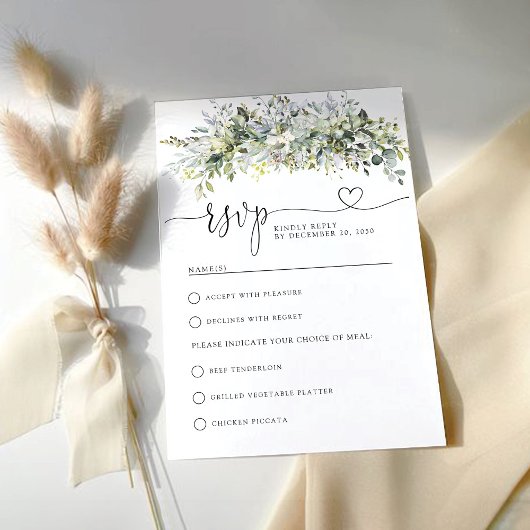 Cérémonie de Mariage de fleurs vertes Carte RSVP