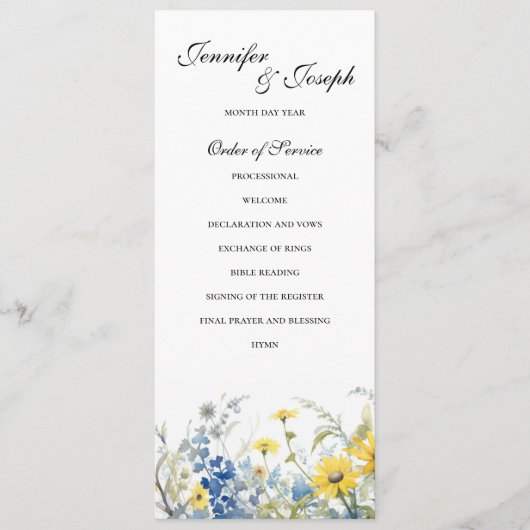 Cérémonie de mariage de jardin d'été Programme sim (Devant)
