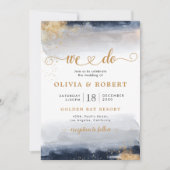 Cérémonie de Mariage de marine et d'or Invitation (Devant)