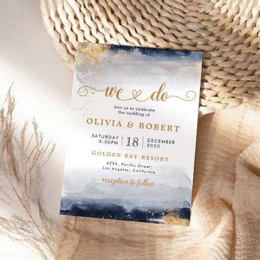 Cérémonie de Mariage de marine et d'or Invitation