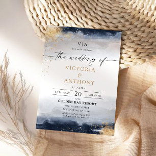 Cérémonie de Mariage de marine et d'or Invitation