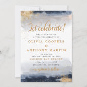 Cérémonie de Mariage de marine et d'or Invitation (Devant)