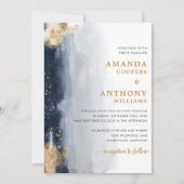 Cérémonie de Mariage de marine et d'or Invitation (Devant)