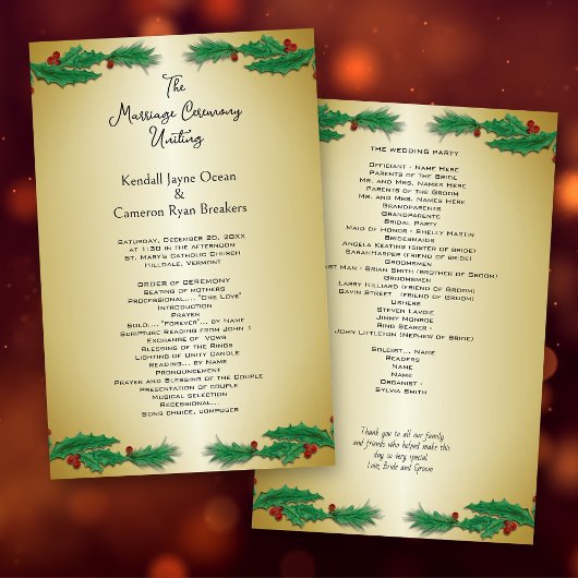 Cérémonie de Mariage de Noël Tropical Modèle Gold