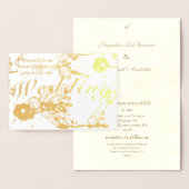 Cérémonie de Mariage Floral Gold Foil Invitation (Affichage)