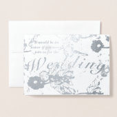 Cérémonie de Mariage Floral Silver Foil Invitation (Devant avec enveloppe)