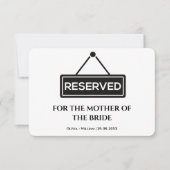 Cérémonie de Mariage moderne Réservé Carte Chaise (Devant)