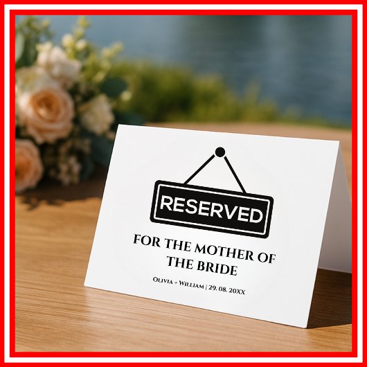 Cérémonie de Mariage moderne Réservé Carte Chaise
