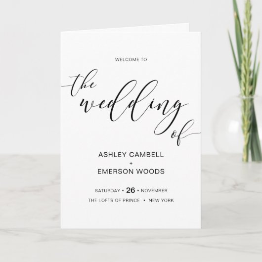 Cérémonie de Mariage rustique moderne Programme pl (Devant)