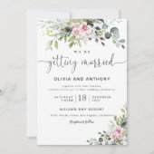 Cérémonie de Mariage vert pâle rose Invitation (Devant)