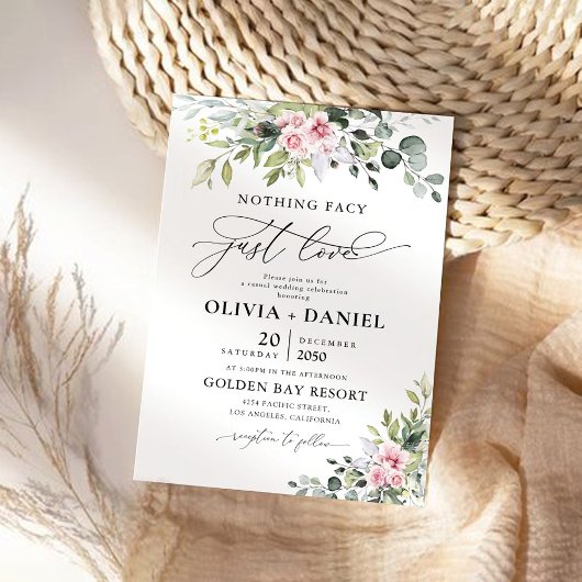Cérémonie de Mariage vert pâle rose Invitation